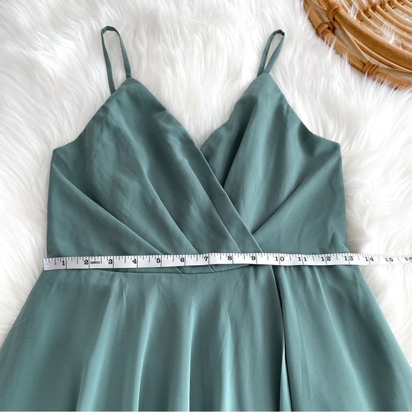 BHLDN Anthropologie Eva Maxi Dress Sage Moss Green Drape V-neck Gown Bridesmaid - Picture 11 of 13